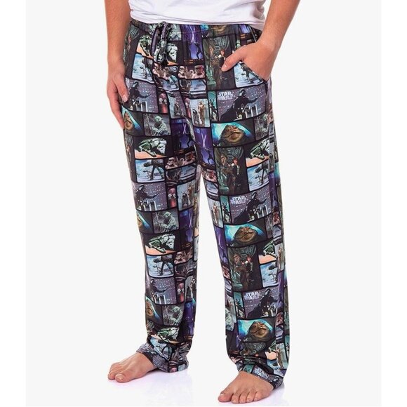 Star Wars Character Scenes Fleece Pajama Pants Men's SZ M - Picture 1 of 9